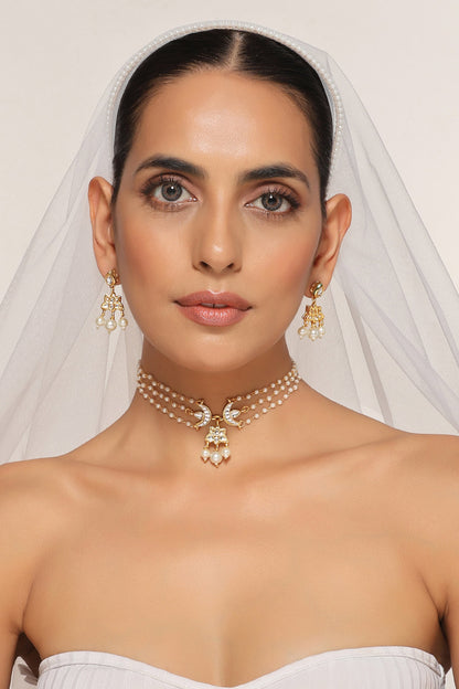 Kundan Embellished Choker Necklace Set 