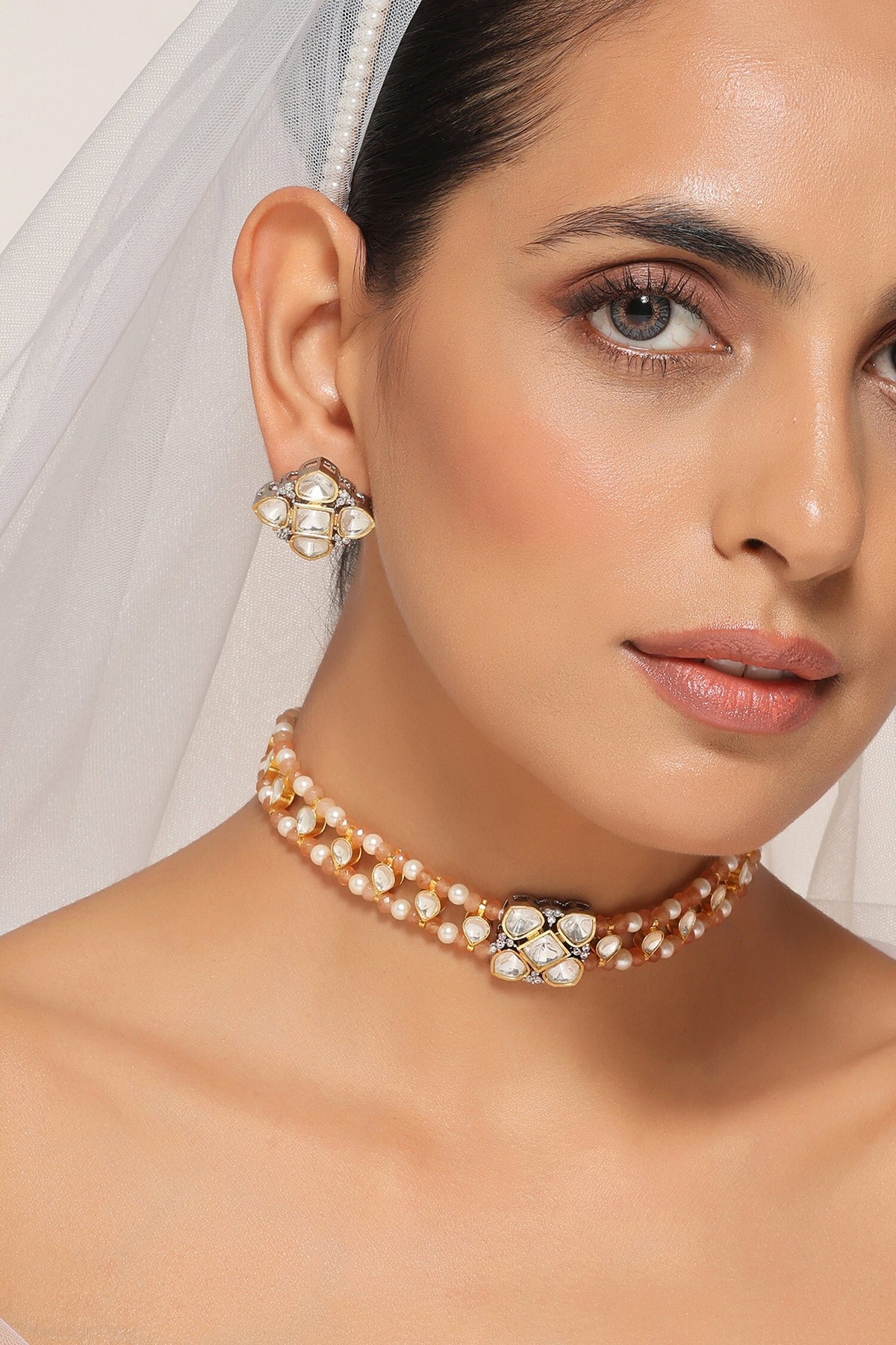 Polki Embellished Choker Necklace Set 