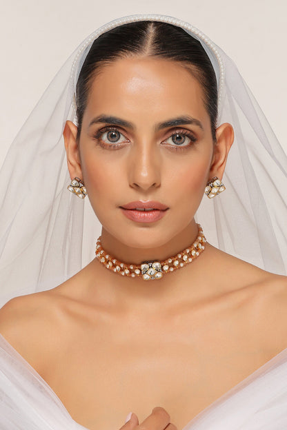 Polki Embellished Choker Necklace Set 
