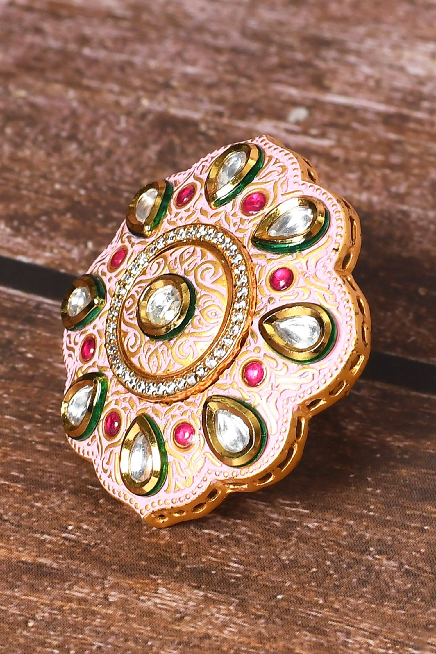 Floral Shape Enamelled Ring 