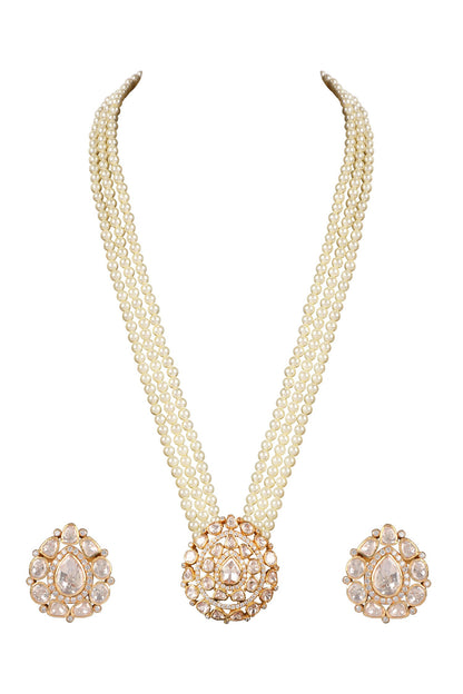 Moissanite Polki Embellished Long Necklace Set 
