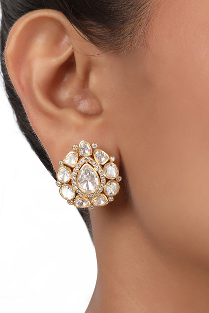 Moissanite Polki Embellished Long Necklace Set 