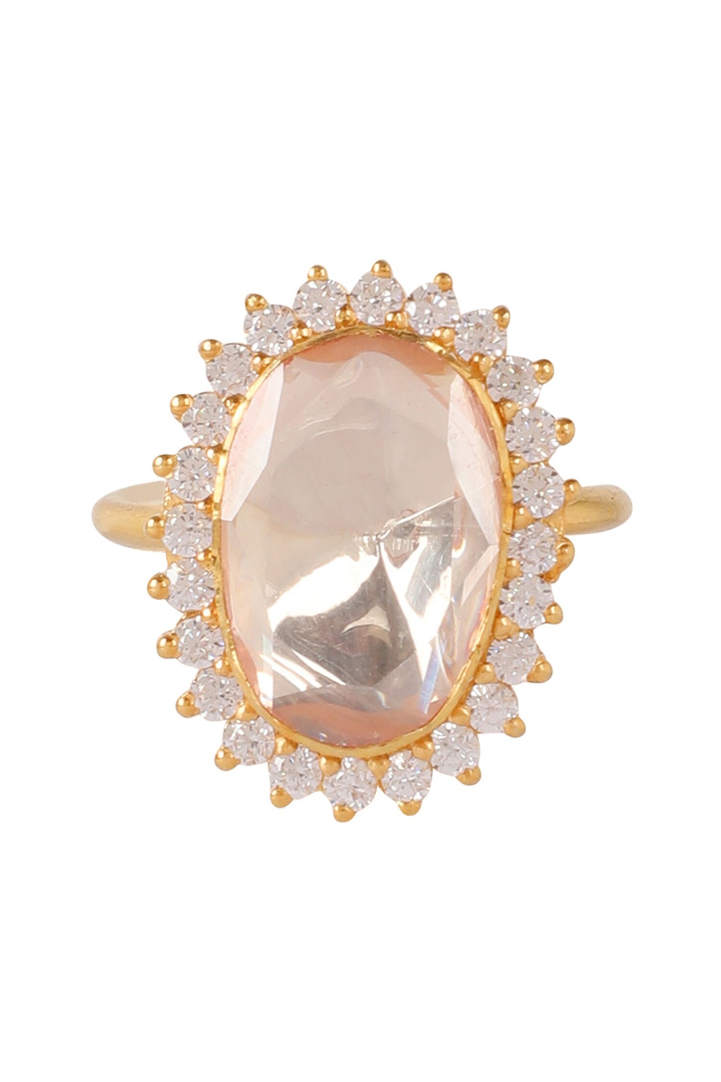 Moissanite Polki Embellished Oblong Ring 
