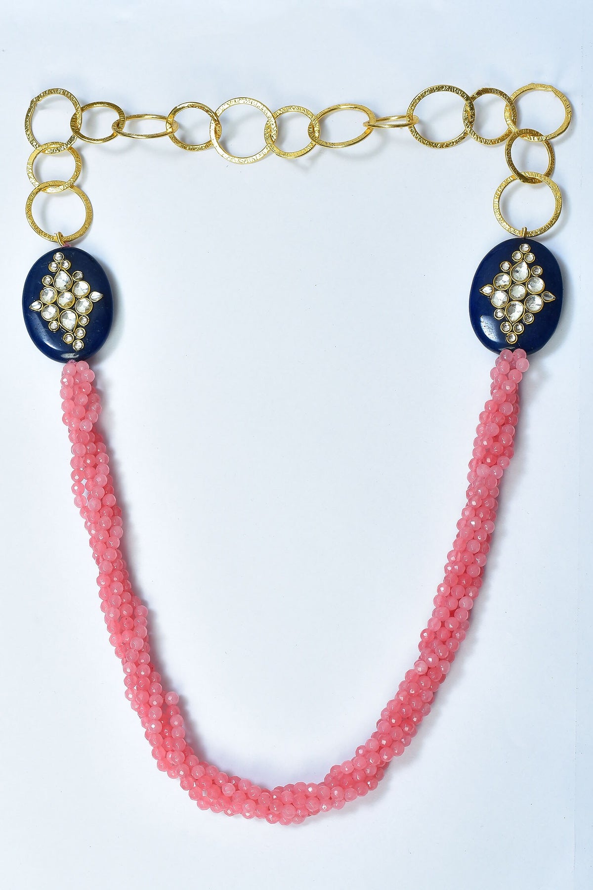 Layered Twisted Bead Embellished Necklace 
