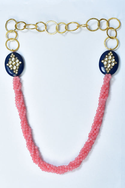 Layered Twisted Bead Embellished Necklace 