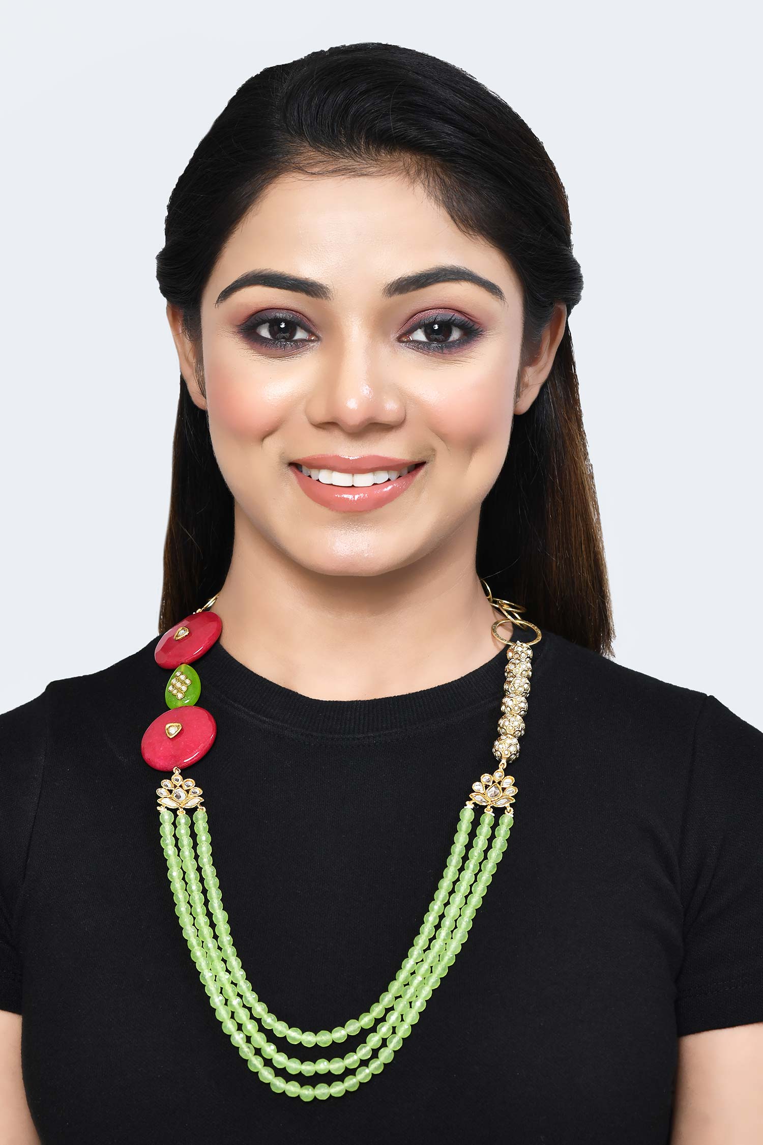 Layered Bead Embellished Necklace 