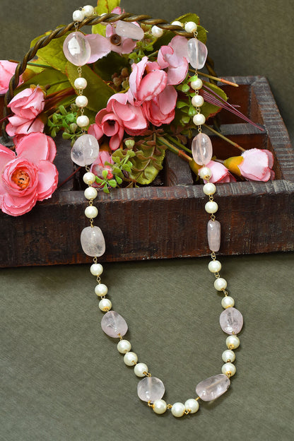 Rose Quartz Embellished Necklace 