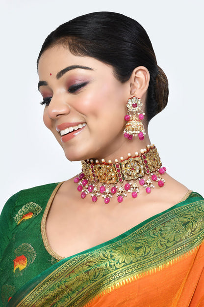 Geometric Pattern Embellished Choker Set 