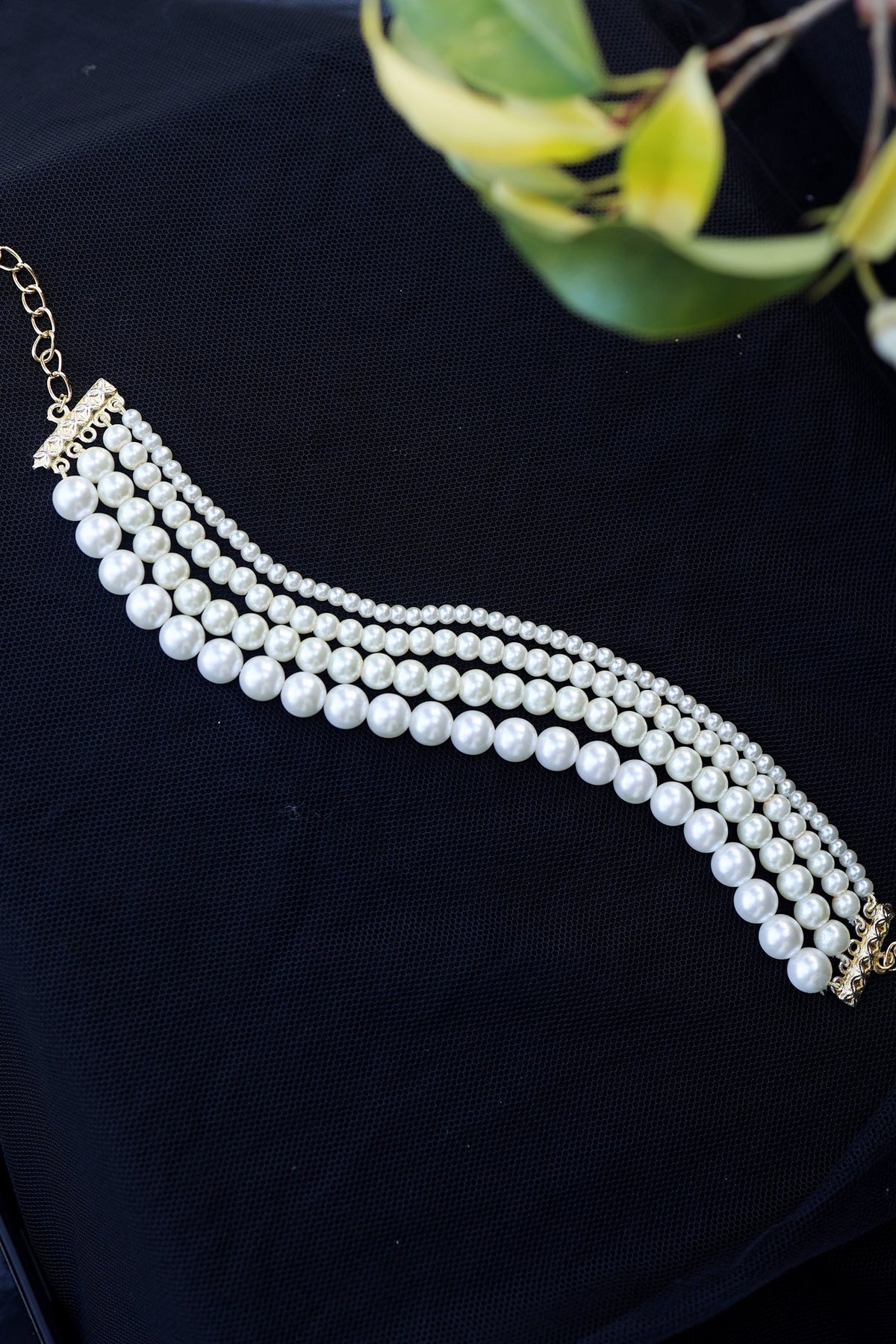 Multi Layered Pearl Choker Necklace 