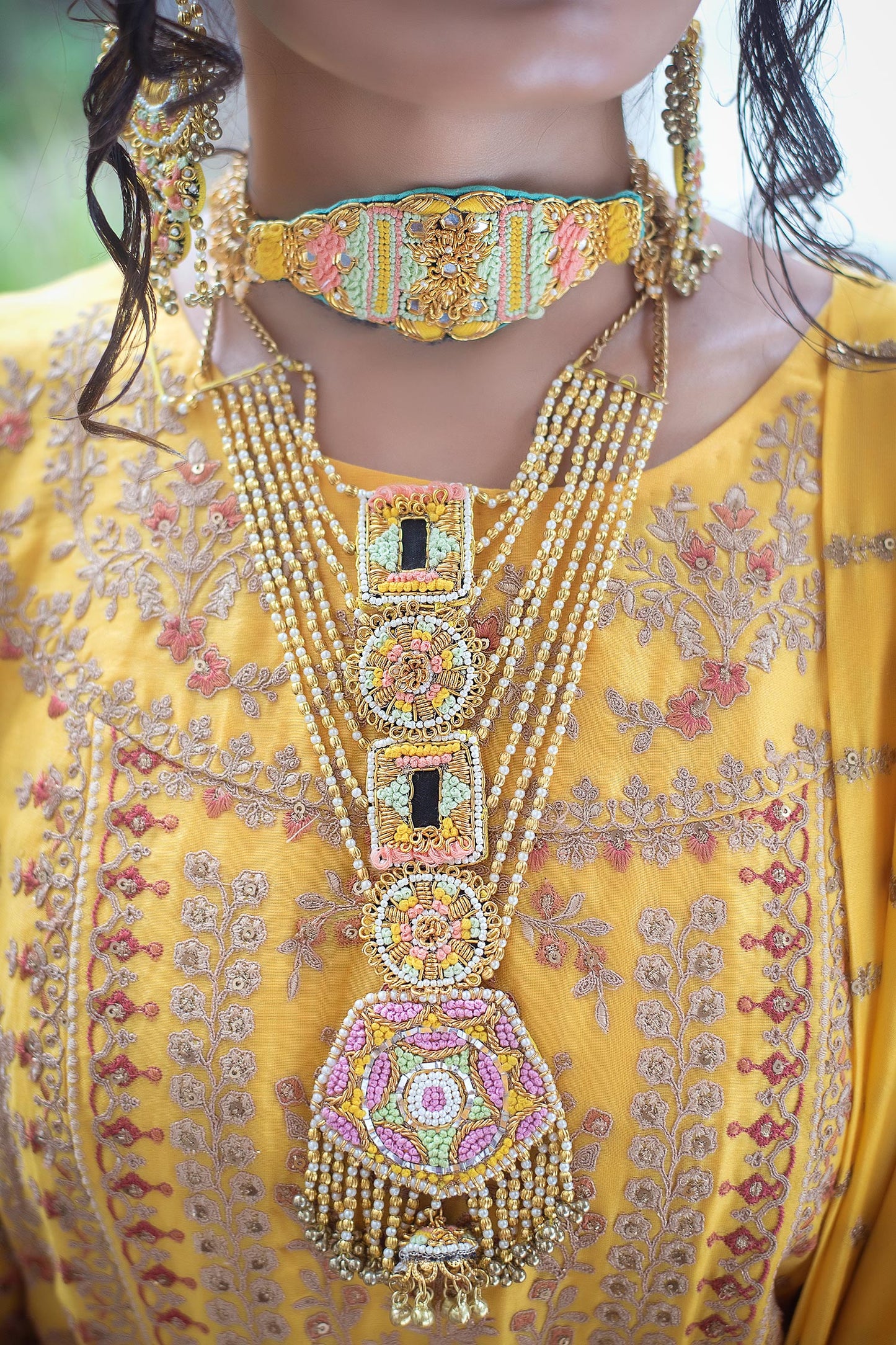 Thread Embroidered Necklace 