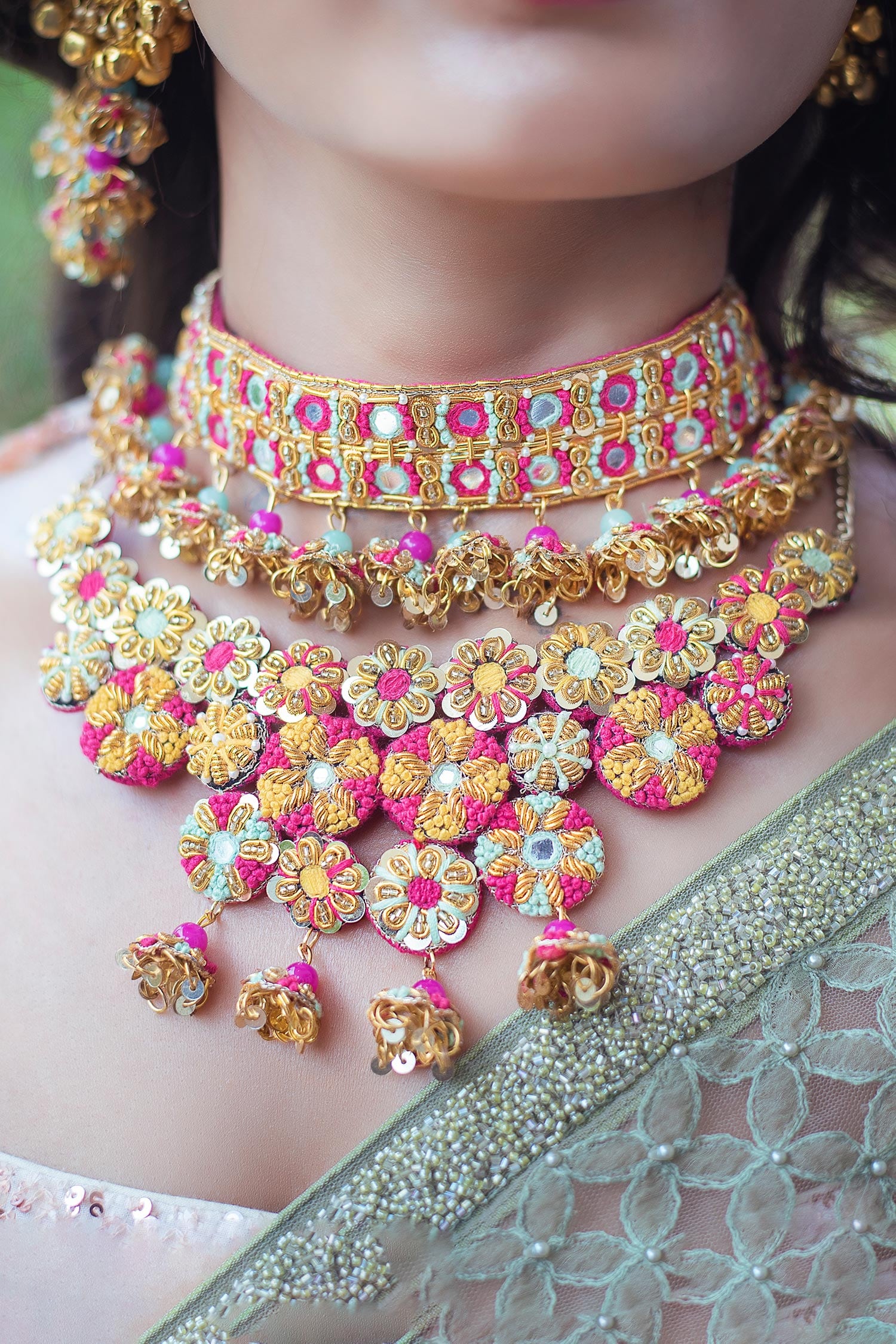Thread Embroidered Necklace 