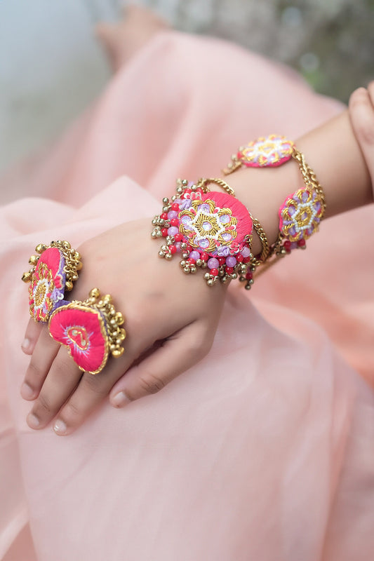 Thread Hand Embroidered Bracelet - Set of 2 