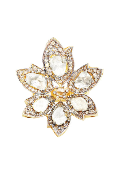 Stone Embellished Floral Shape Ring 