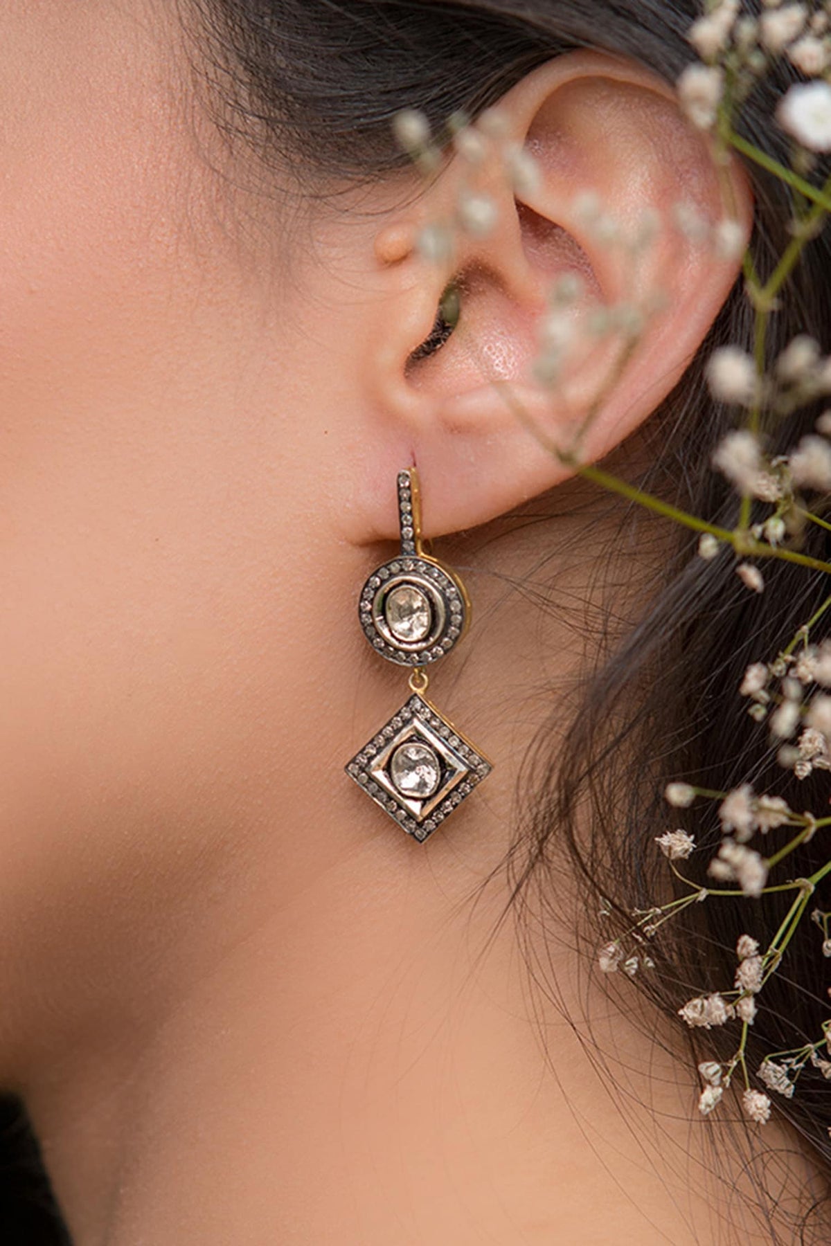 Geometric Uncut Diamond Danglers 