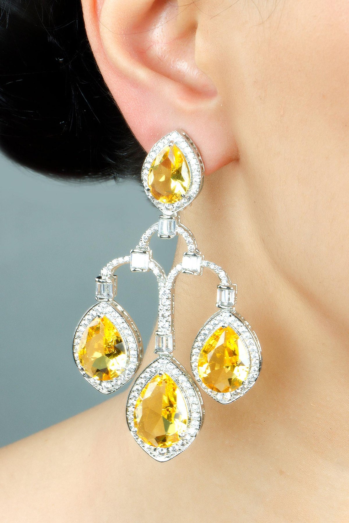 Zircon Embellished Dangler Earrings 