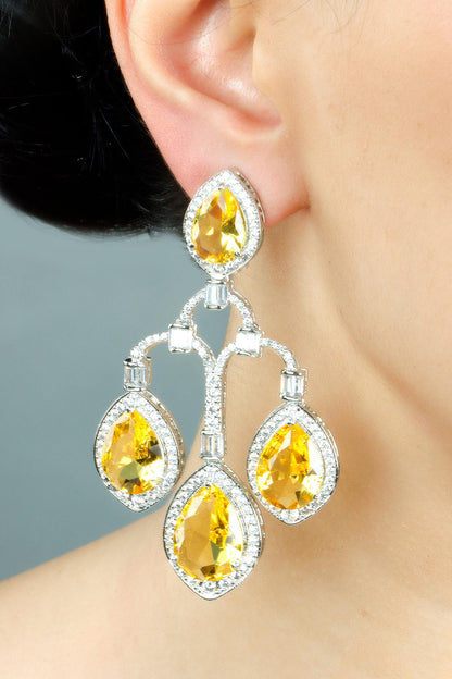 Zircon Embellished Dangler Earrings 