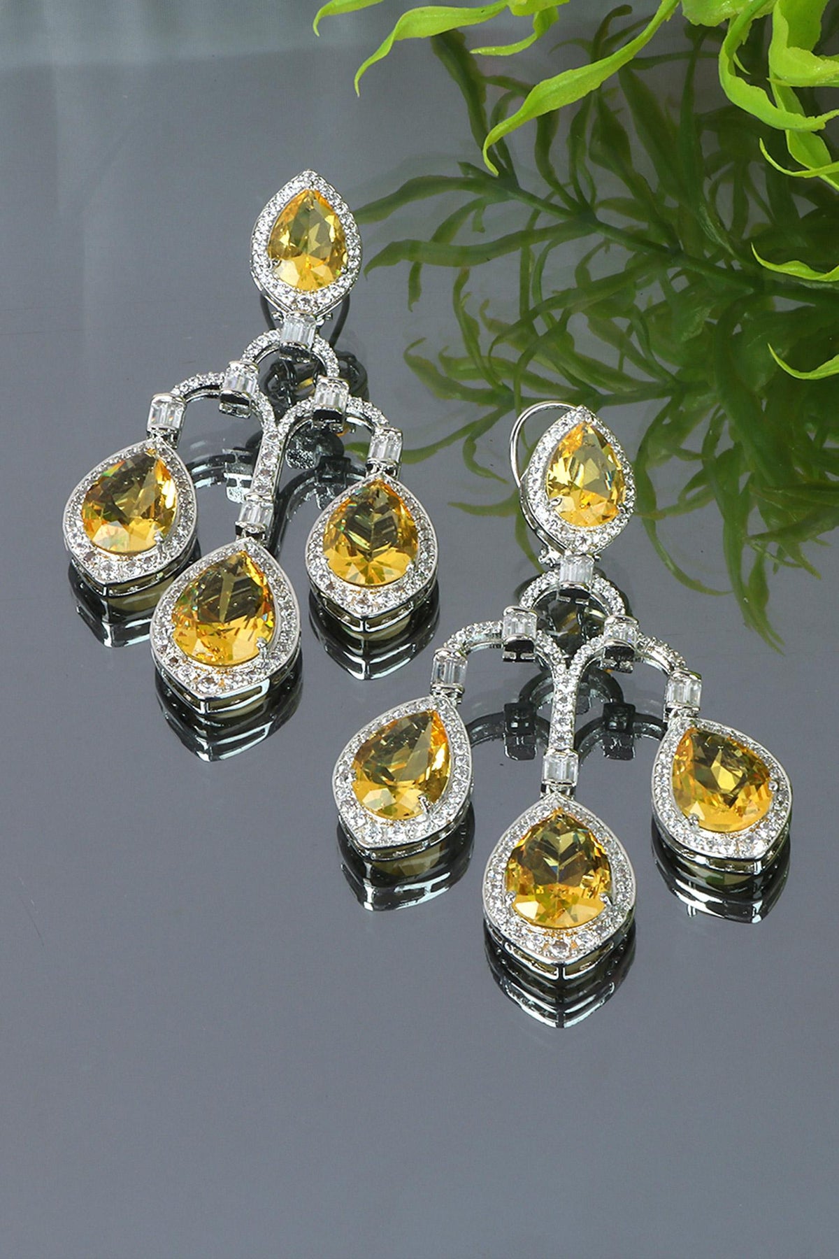 Zircon Embellished Dangler Earrings 