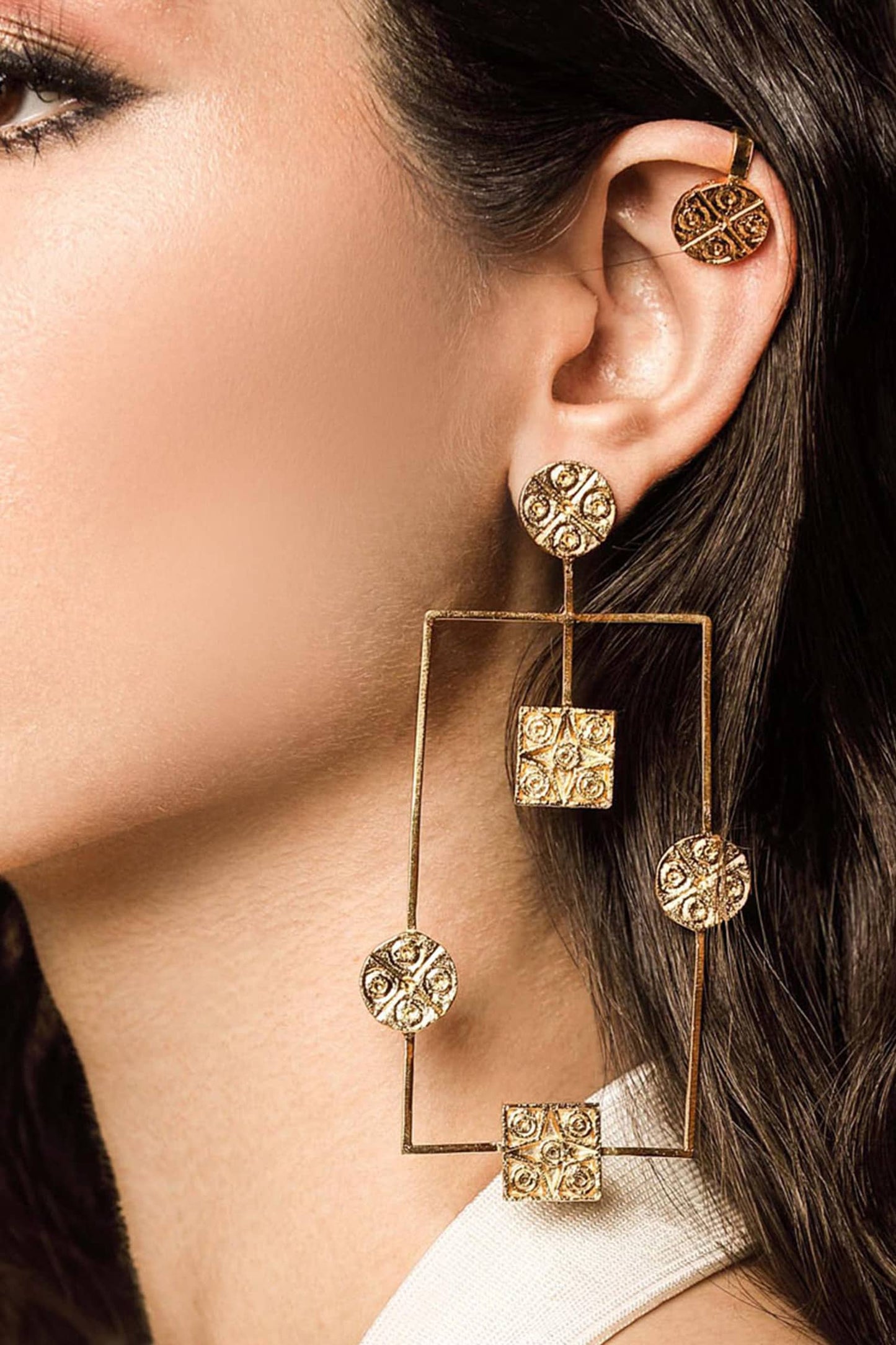 Geometric Hammered Earrings 