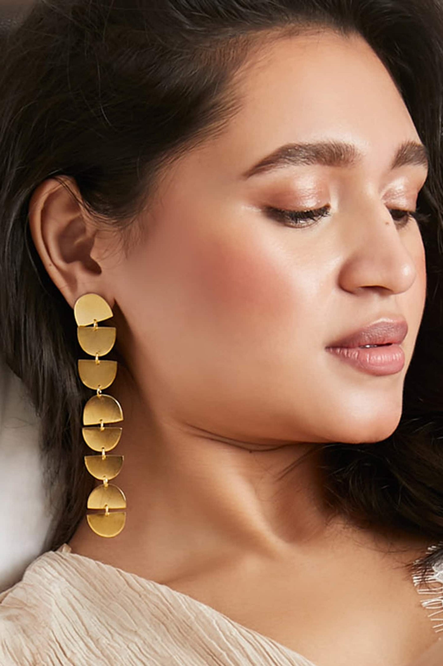 Tiered Geometric Long Earrings 