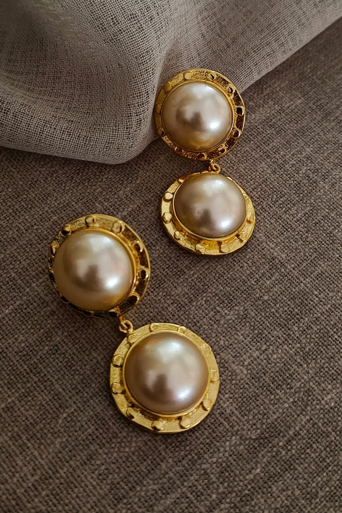 Sangria Pearl Tiered Dangler Earrings 