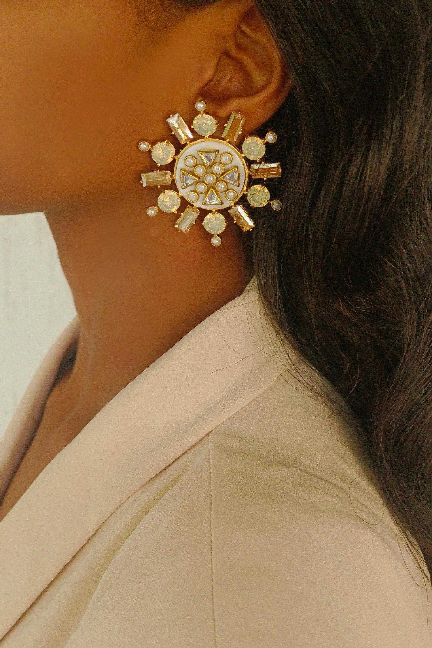 Rubaina Kundan Stud Earrings 
