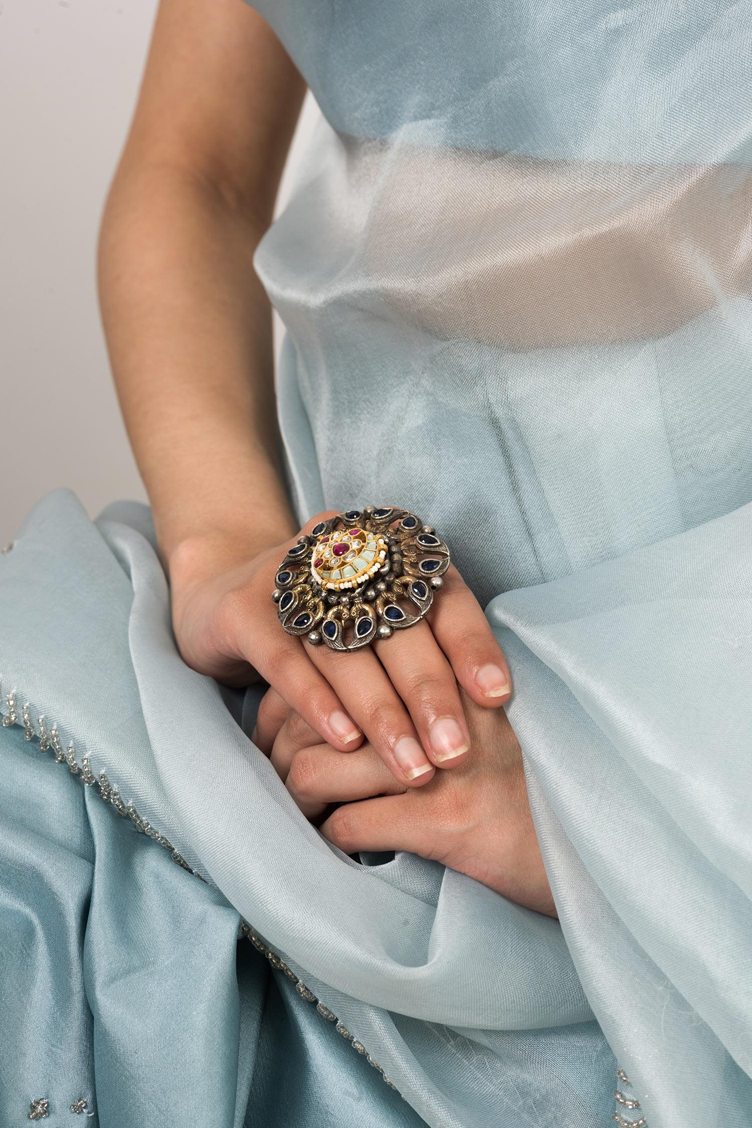 Jadau Kundan Bird Motif Ring 