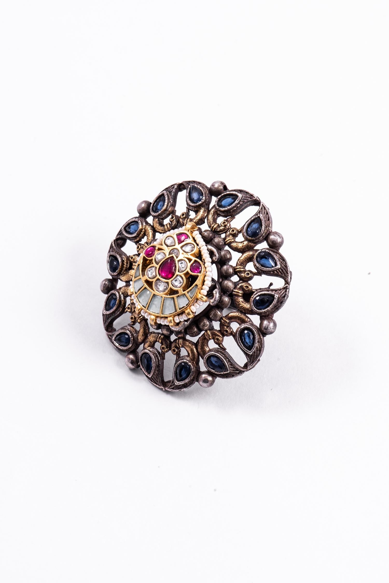 Jadau Kundan Bird Motif Ring 