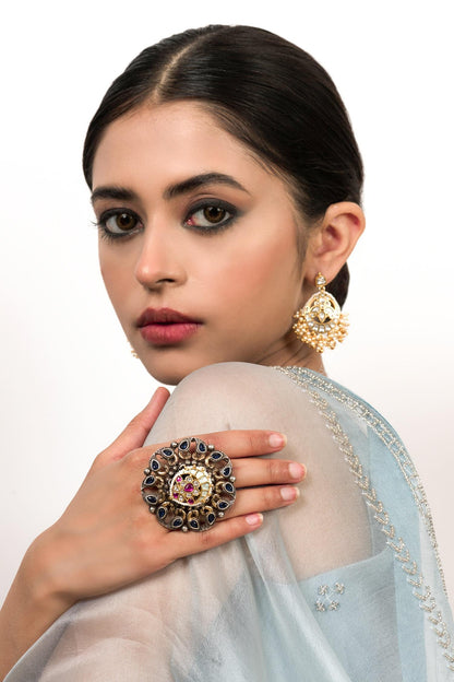 Jadau Kundan Bird Motif Ring 