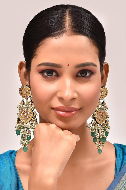 Kundan & Pearl Embellished Dangler Earrings 