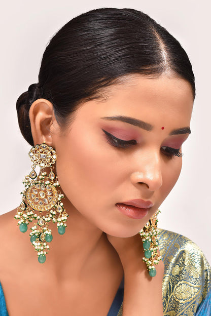 Kundan & Pearl Embellished Dangler Earrings 