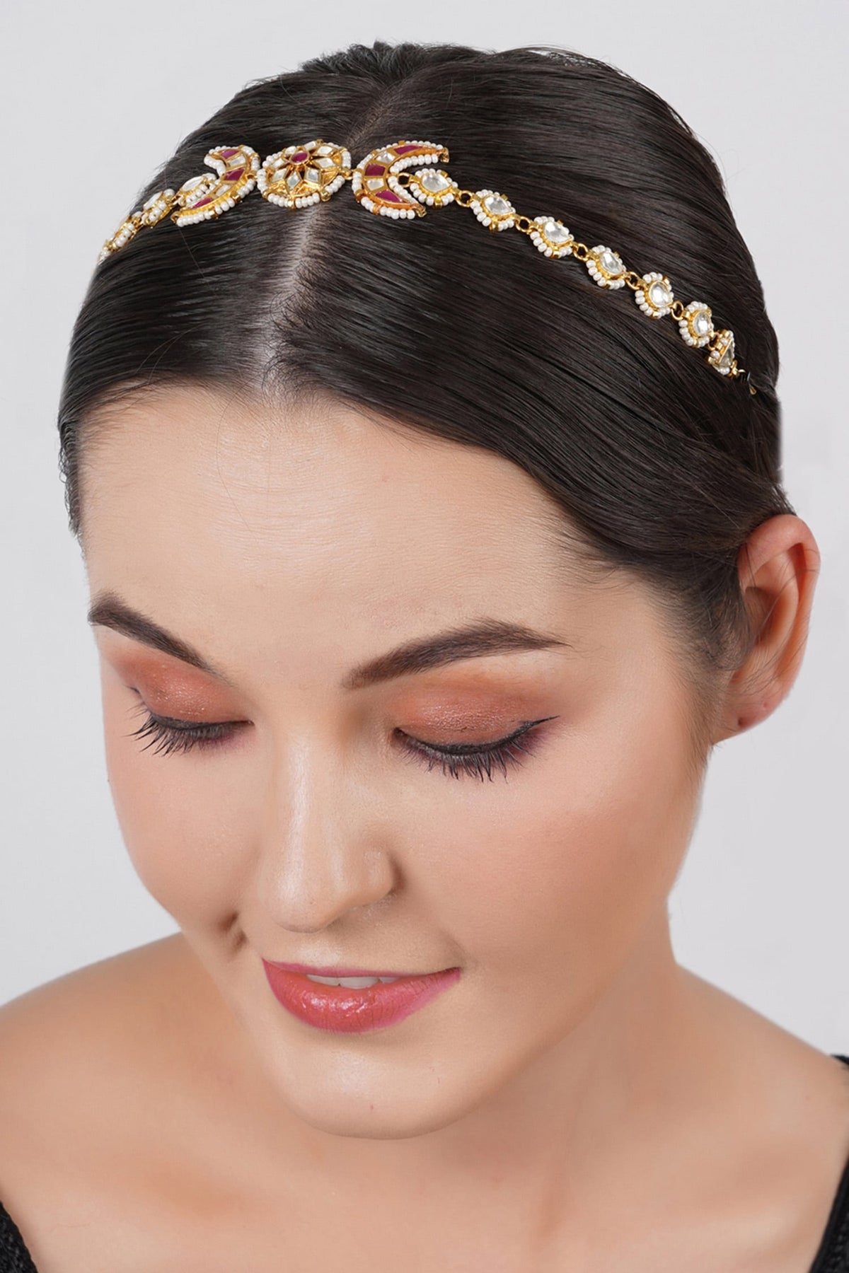 Crescent Kundan Embellished Sheeshpatti 