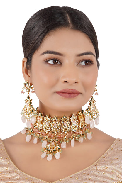 Bead Drop Carved Necklace Set 