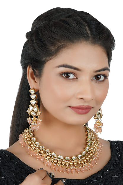 Bead Drop Carved Necklace Set 