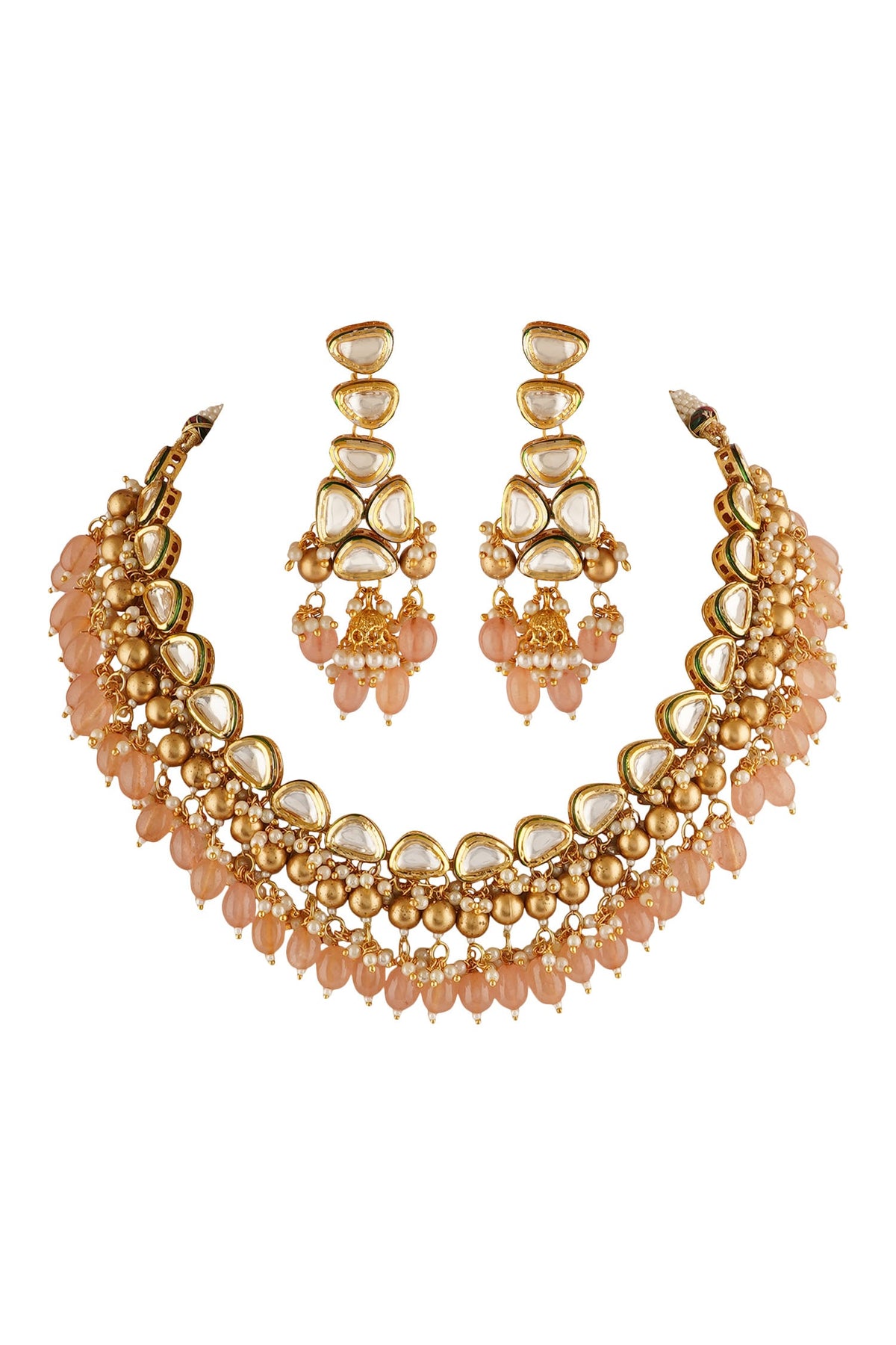 Bead Drop Carved Necklace Set 