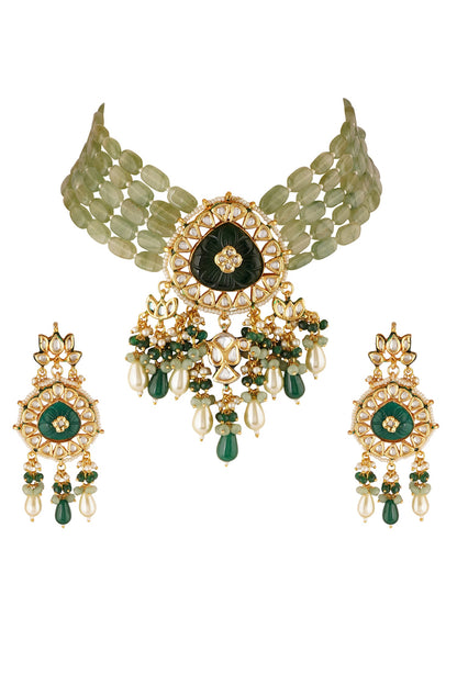 Kundan Carved Necklace Set 