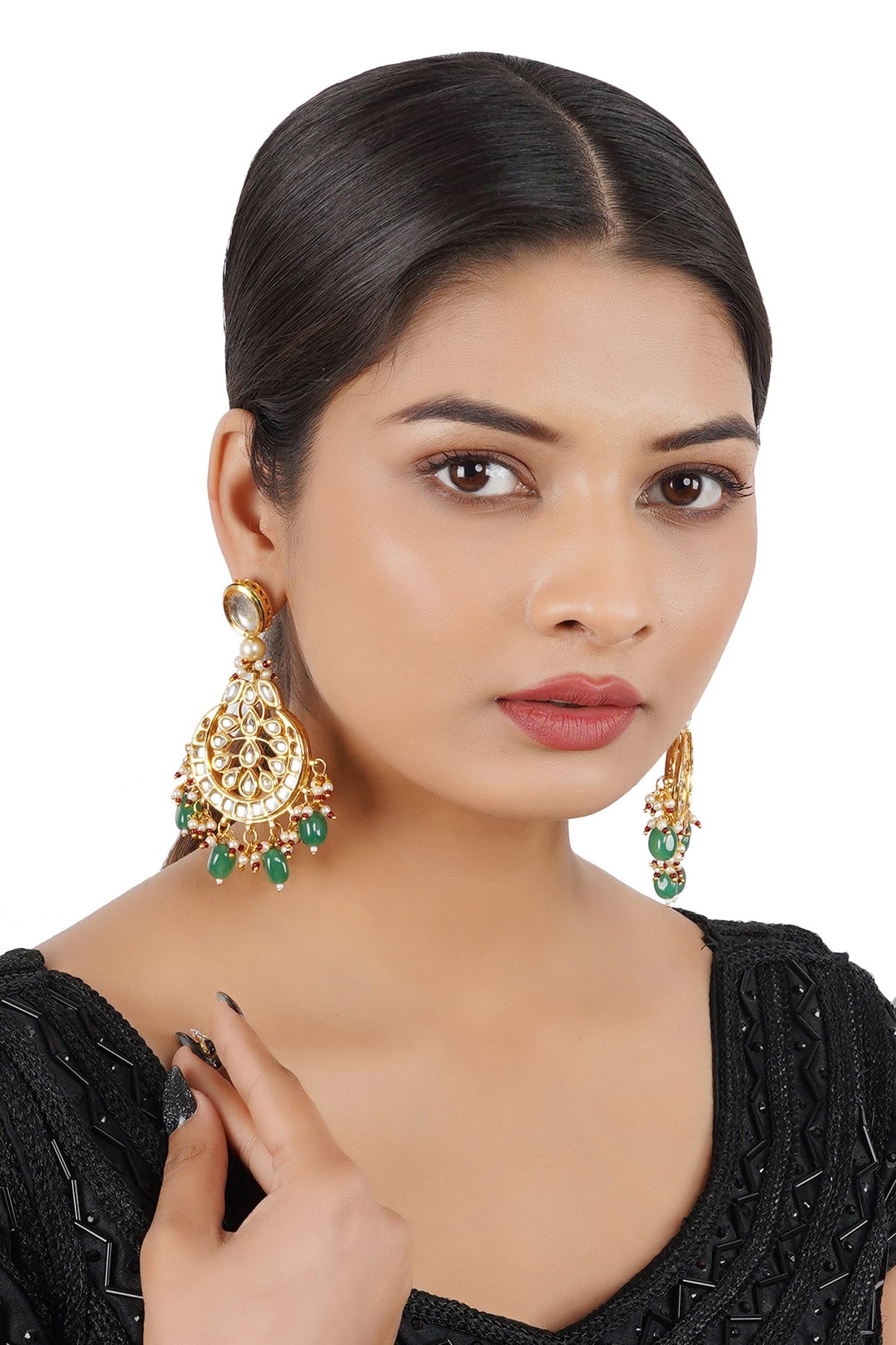 Kundan Stone Chandbali Earrings 