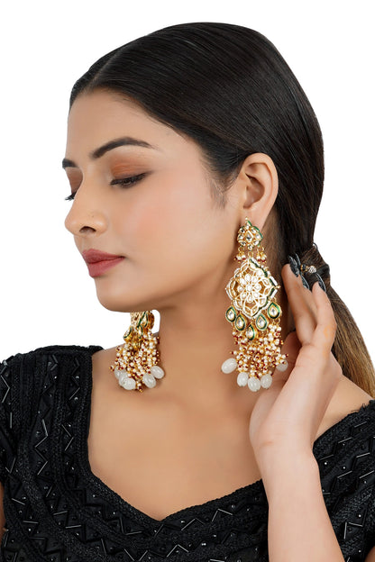 Floral & Leaf Carved Dangler Earrings 