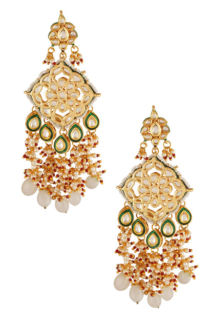 Floral & Leaf Carved Dangler Earrings 