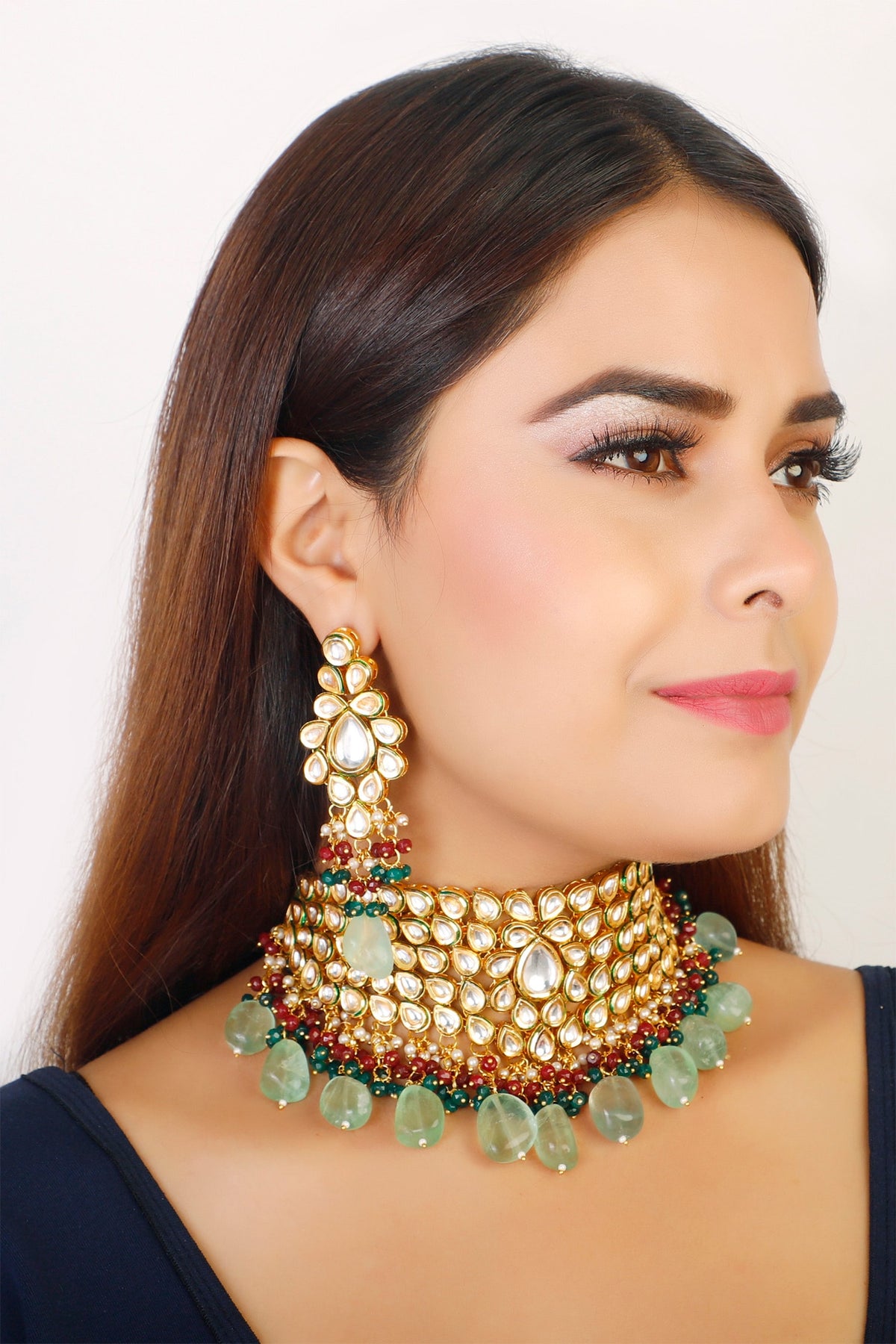 Kundan Bead Drop Choker Set 