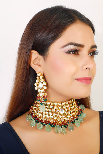 Kundan Bead Drop Choker Set 