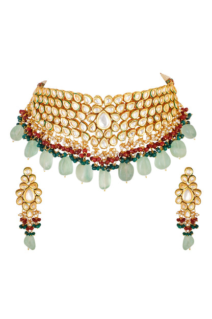 Kundan Bead Drop Choker Set 