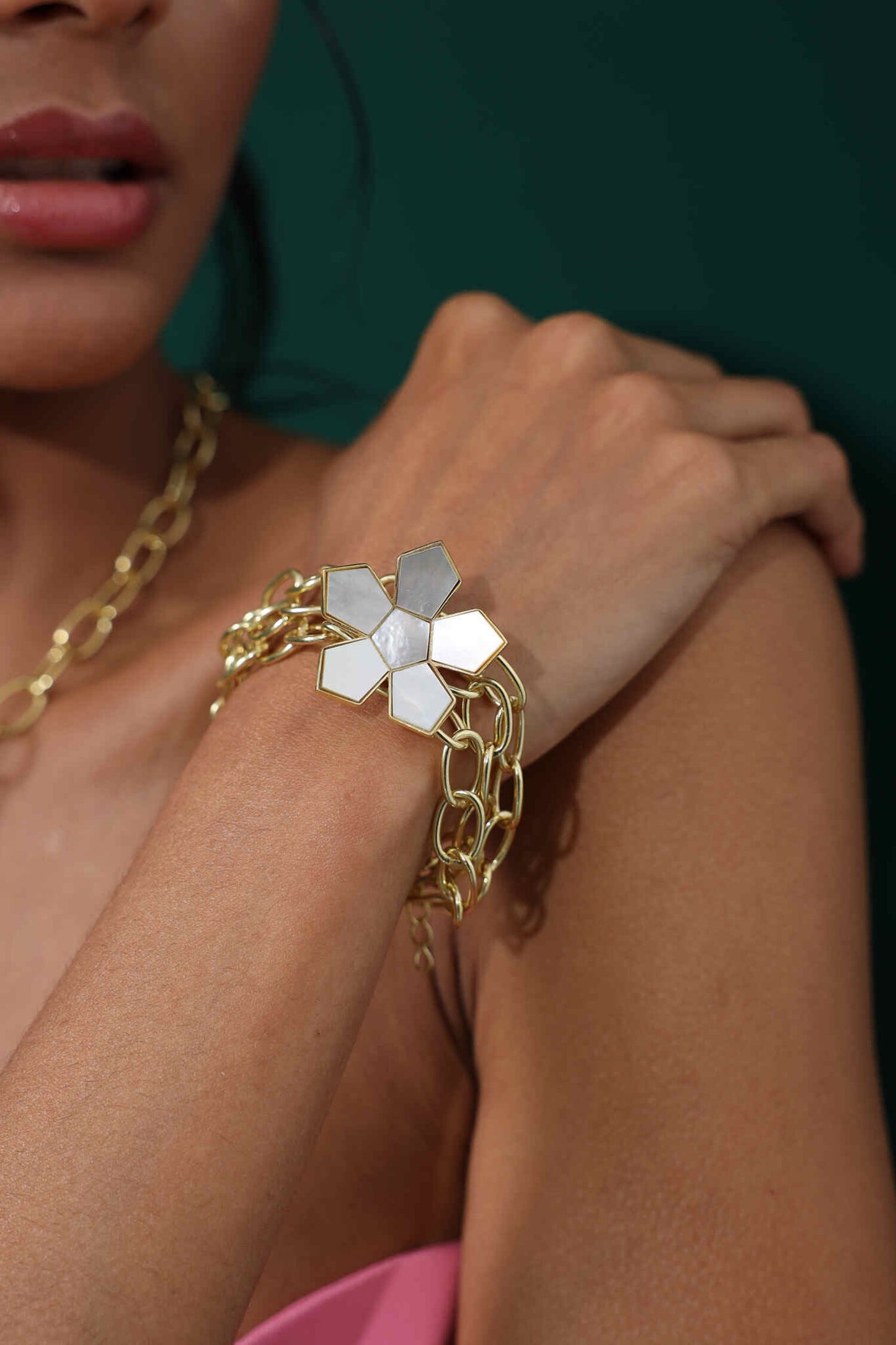 Elan Mother Of Pearl Embellished Bracelet 