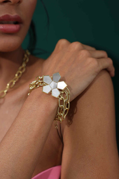 Elan Mother Of Pearl Embellished Bracelet 