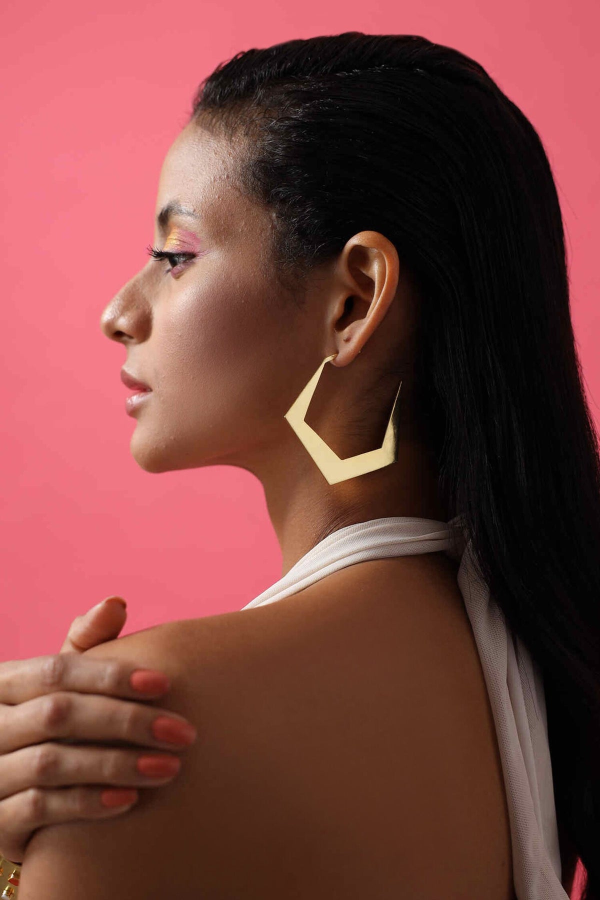 Espoir Geometric Pattern Hoops 