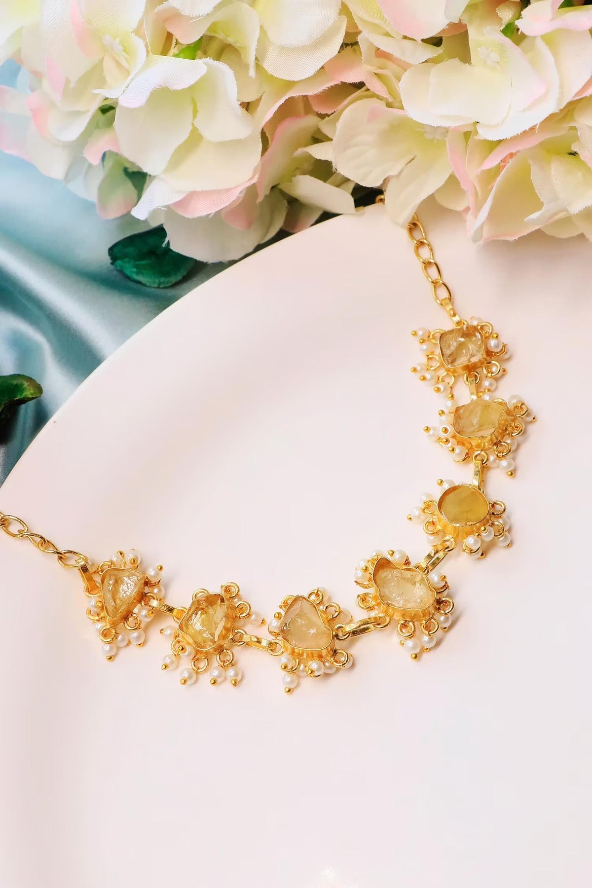 Abstract Stone Embellished Necklace 