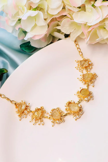 Abstract Stone Embellished Necklace 