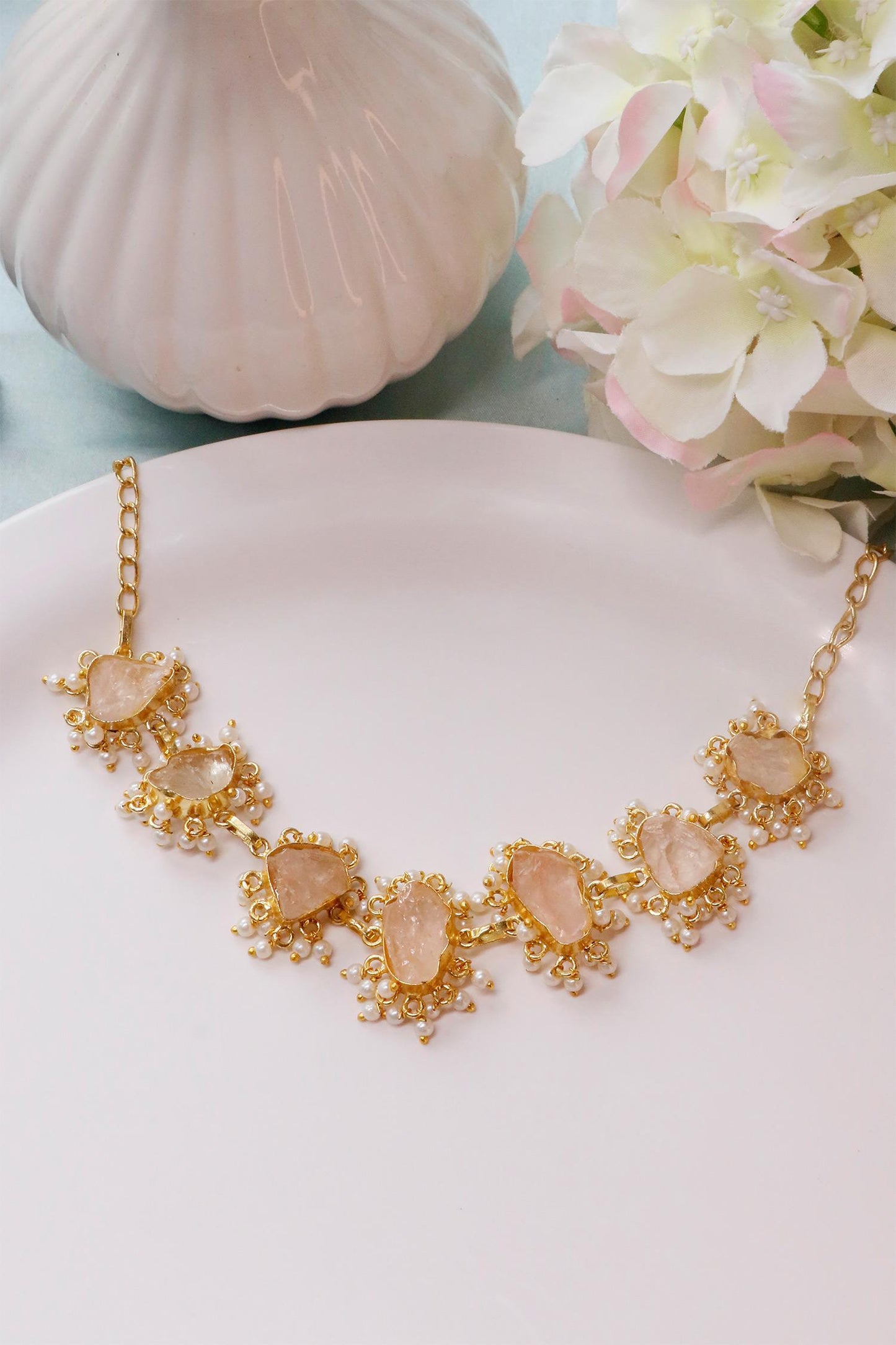Abstract Stone Beaded Necklace 