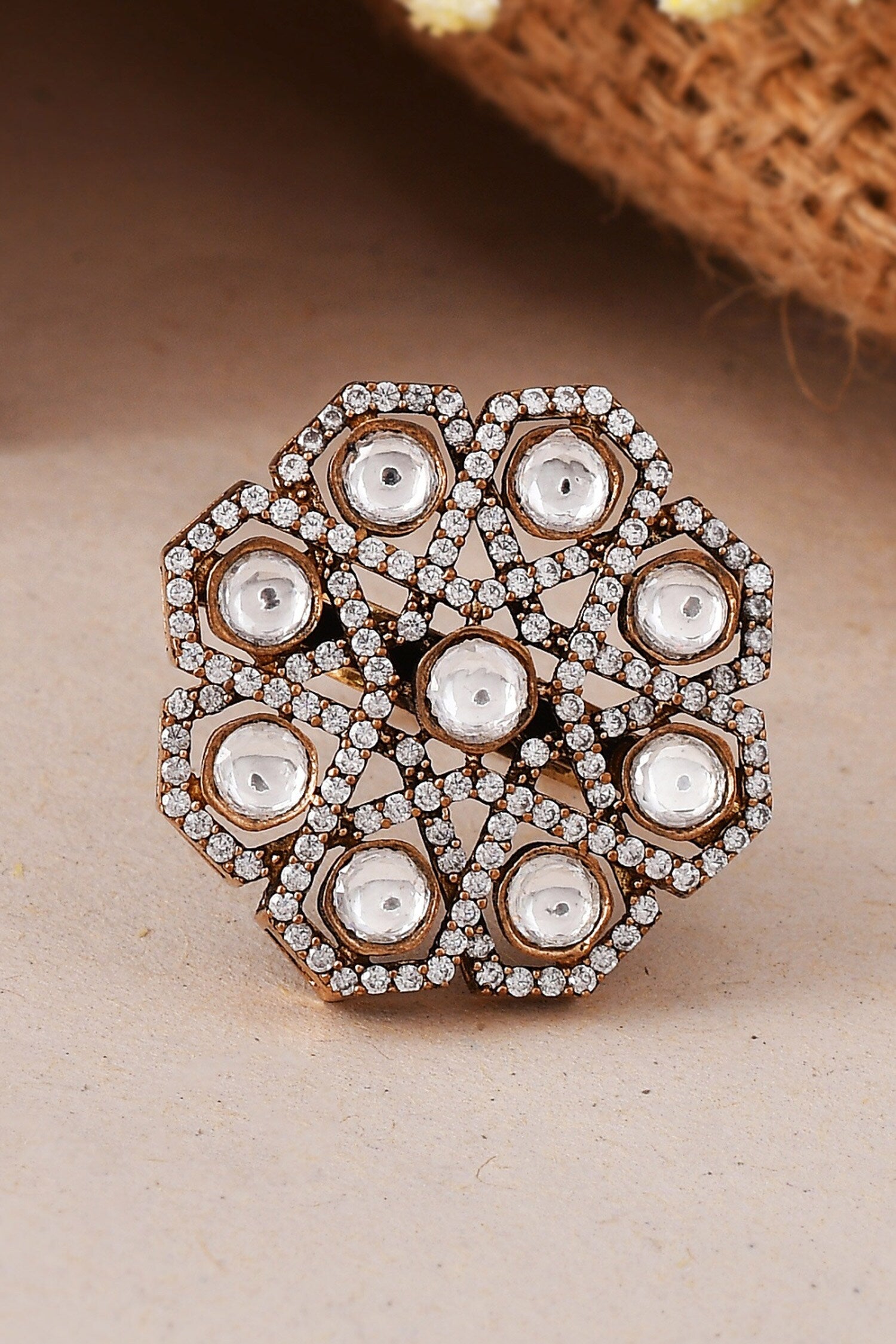 Floral Stone Embellished Ring 
