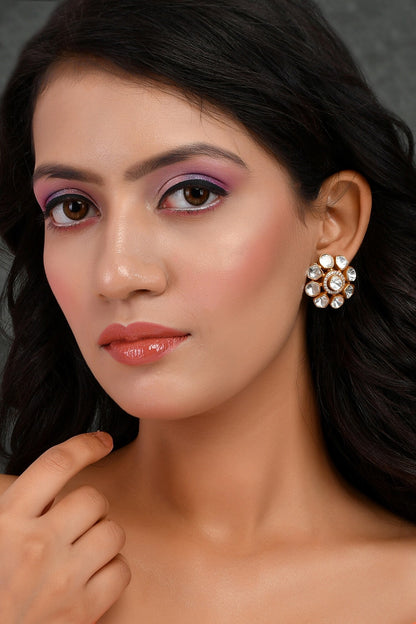 Kundan Stone Embellished Stud Earrings 