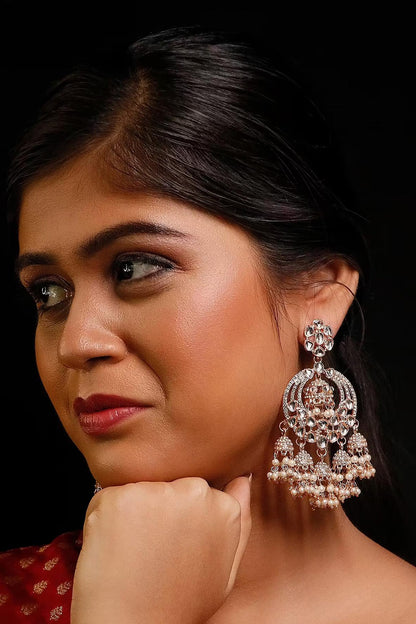 Kundan & American Diamond Pearl Jhumki Earring 